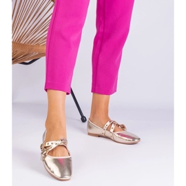 D/CEO Ballerine dorate realizzate in ecologio decorate con fibbie Emmarino d'oro 2