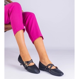 D/CEO Ballerine nere realizzate in ecologio decorate con fibbie Emmarino nero 1