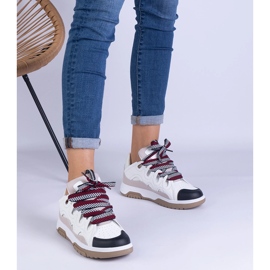 Sneaker da donna bianca con allacciatura decorativa 1