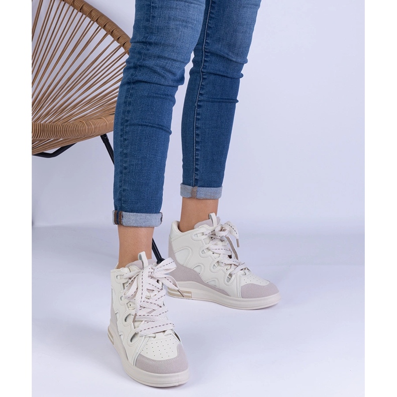 Sneaker da donna bianca con lacci spessi bianco 1