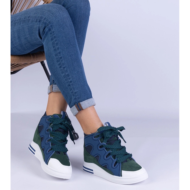 Sneaker da donna blu navy con lacci spessi 2