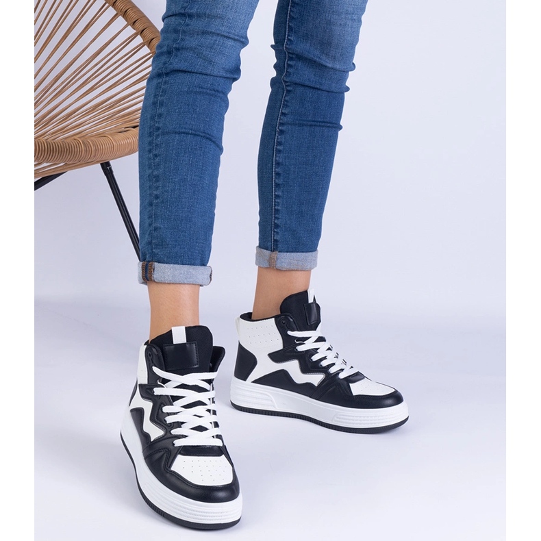 Sneaker bianche e bianche da donna nero 1