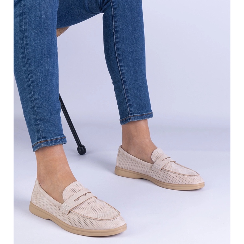 Beige classic openwork mocassini di Ekozamsz 1
