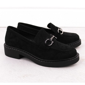 Sergio Leone SK455A Mocassine nere con un ornamento nero 1