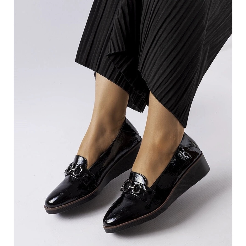 D/CEO Mocassini con zeppa in vernice nera di Erin nero 2