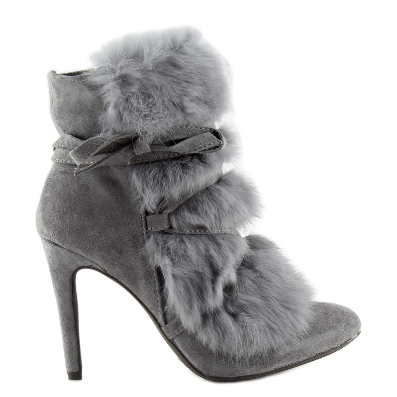 Stivali su tacco alto con pelliccia grigio 1319 D.GRAY 2