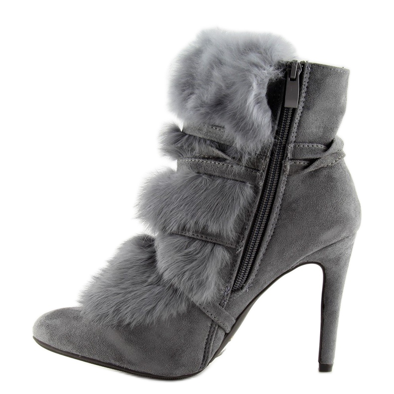 Stivali su tacco alto con pelliccia grigio 1319 D.GRAY 1