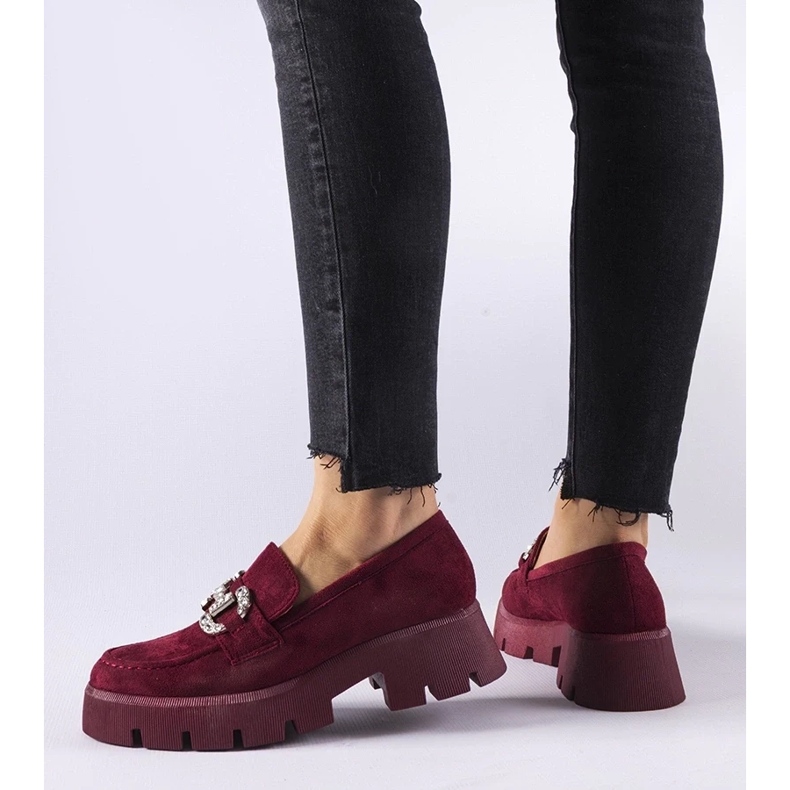 D/CEO Mocassini Giacomo bordeaux con strass rosso 2