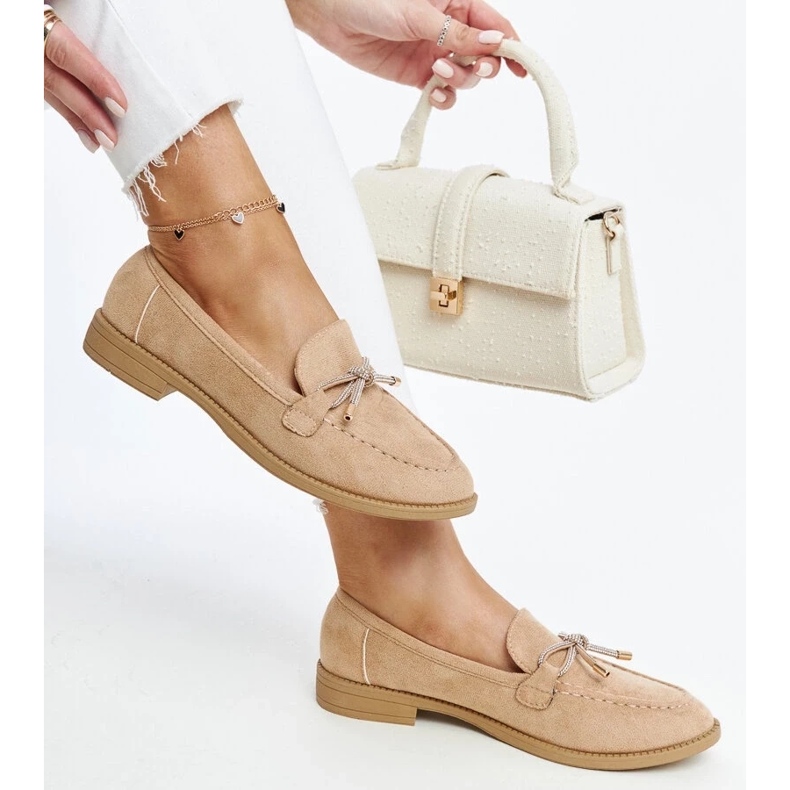 D/CEO Mocassini beige con fiocco decorativo di Endike 2