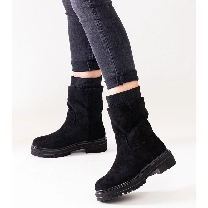 D/CEO Stivaletti slip-on neri con calzino Ralia nero 1