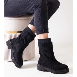D/CEO Stivaletti slip-on neri con calzino Ralia nero 2