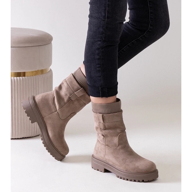 D/CEO Stivaletti slip-on beige con calzino Ralia 2