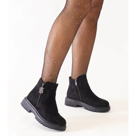 D/CEO Stivaletti neri con pendente decorativo sulla piattaforma Melane in eco-suede nero 2