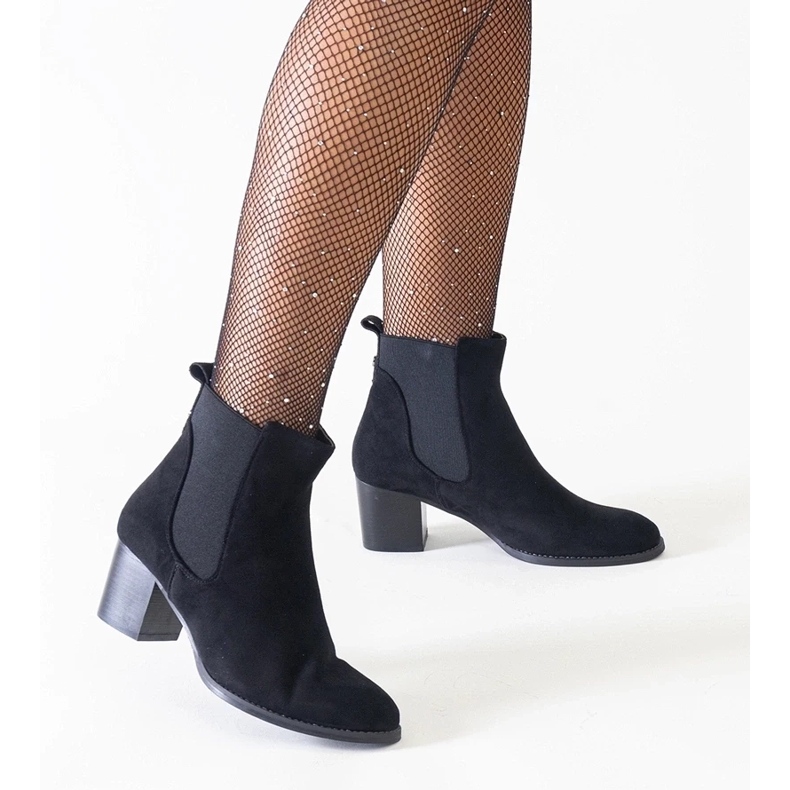 D/CEO Stivaletti neri con tacco alto e inserti elastici in eco-suede Nadisa nero 2