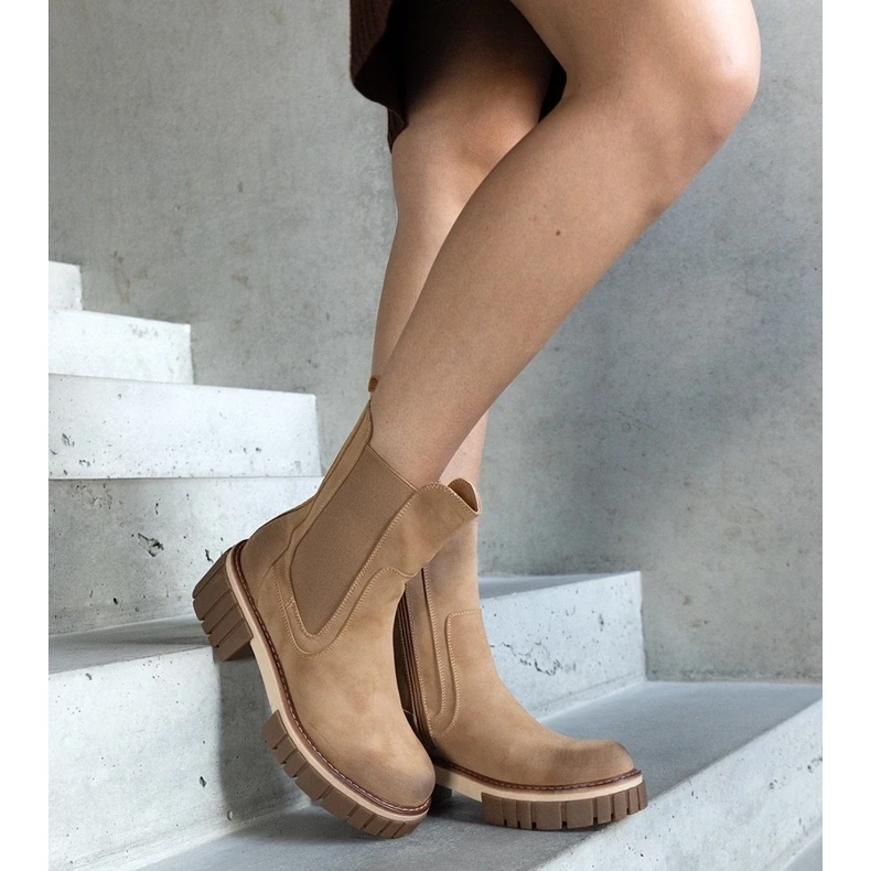 D/CEO Stivali beige con plateau massiccio con abrasioni di Sholla 1
