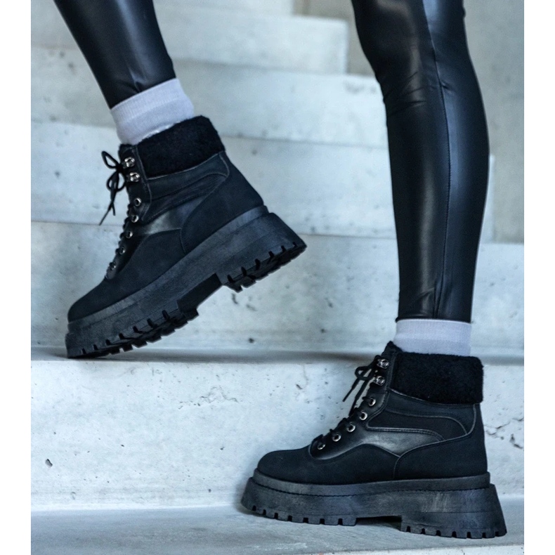 D/CEO Sneakers nere con suola spessa e pelliccia Best nero 1