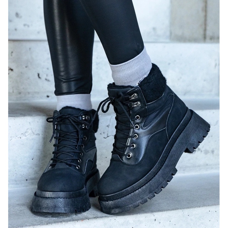 D/CEO Sneakers nere con suola spessa e pelliccia Best nero 2