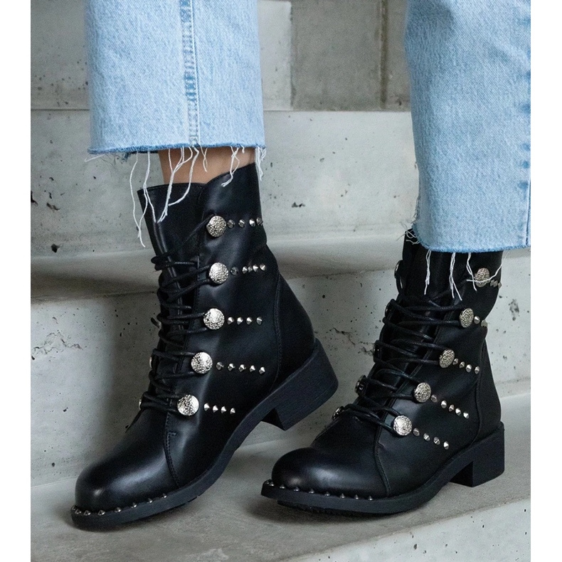 D/CEO Stivaletti stringati neri decorati con borchie Elea nero 2