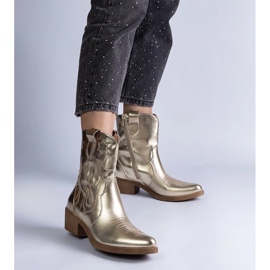 D/CEO Stivali da cowboy da donna dorati con tacco alto, Madeira metallizzato d'oro 2