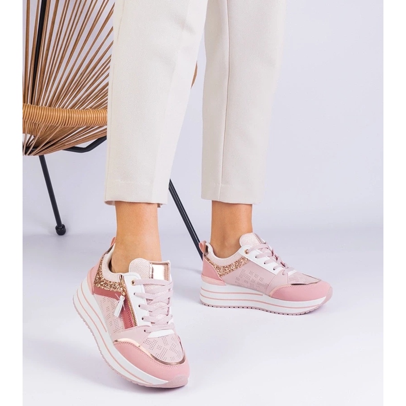 D/CEO Sneaker sportive rosa sulla piattaforma decorate con Malta glitter 2