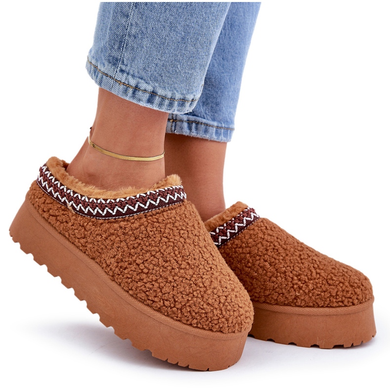 Seastar Stivali da neve con plateau in pelle di pecora cammello con pelliccia marrone 5