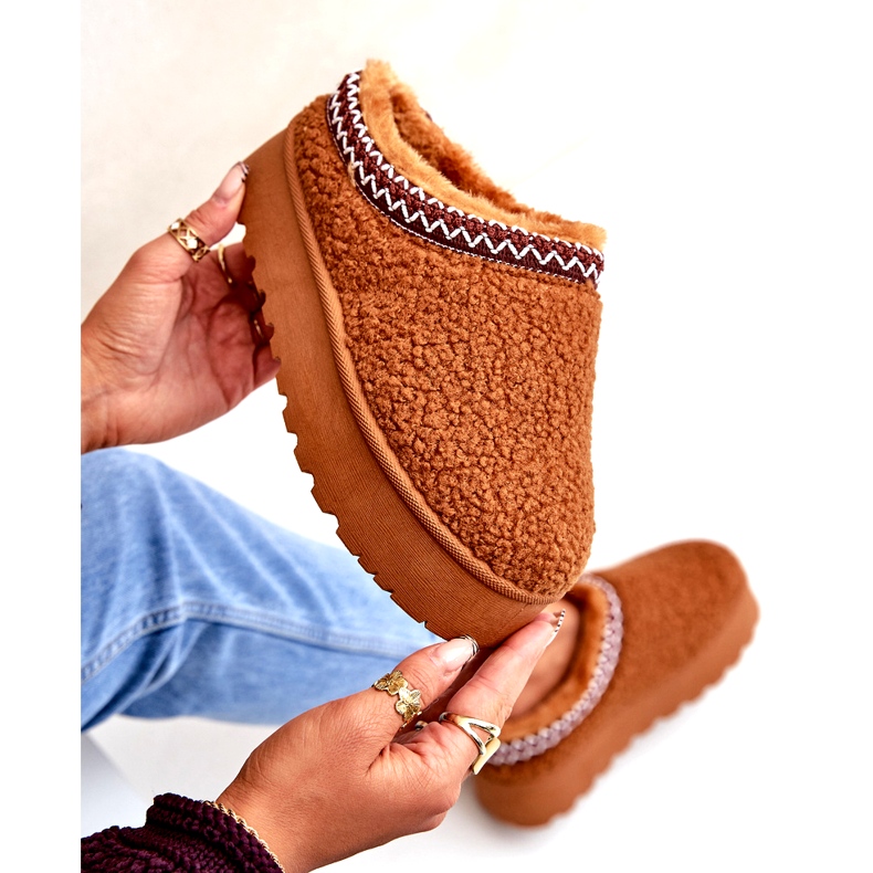 Seastar Stivali da neve con plateau in pelle di pecora cammello con pelliccia marrone 4