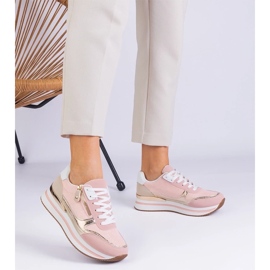 D/CEO Sneaker sport rosa sulla piattaforma con l'inserto dorato di Isotta 2