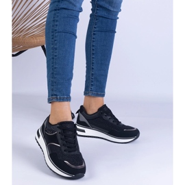 Sneaker nere decorate con glitter e zirconi nero 1