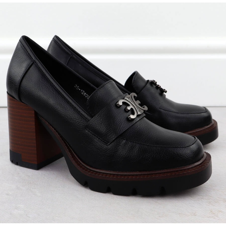 Scarpe da donna sul post Black Potocki con decorazione SZ12403 nero 2