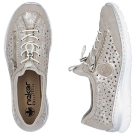 Scarpe da donna comoda openwork beige beige argento rieker l32p6-90 2
