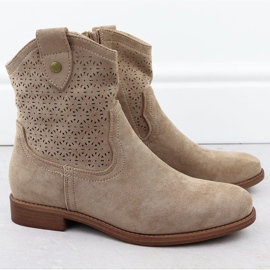 Stivali in pelle scamosciata da donna Openwork Beige S.Barski Hy51-063 2