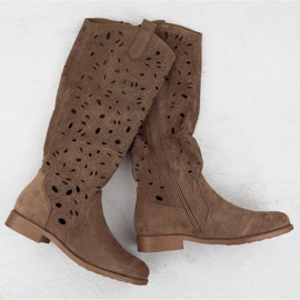 Stivali da donna Openwork Women Brown Suede S.Barski Hy51-176 marrone 1
