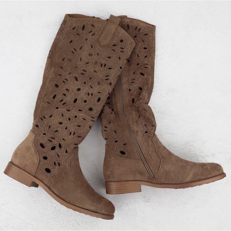 Stivali da donna Openwork Women Brown Suede S.Barski Hy51-176 marrone 1