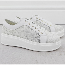 S.Barski Scarpe sulla piattaforma di pizzo Białe S. Barski Hy51-059 bianco 2