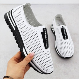 Scarpe in pelle da donna Sliping Openwork Bianco S.Barski LR51-672 1
