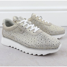 S.Barski Scarpe in pelle da donna sulla piattaforma aperta Złote S. Barski LR51-927 d'oro 2