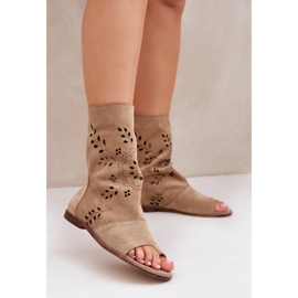 Zazoo 3437 Sandali da donna in pelle scamosciata con tomaia con cerniera, Beige 2