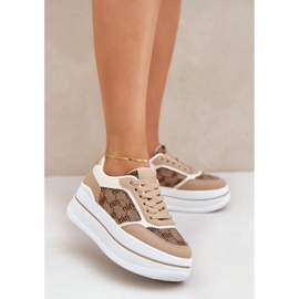 Sneaker femminili con uno schema beige 2