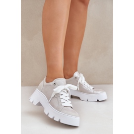 Scarpe sportive con sneaker sulla piattaforma d'argento Chebello 4632 2