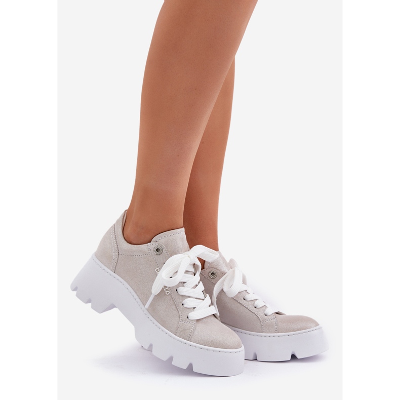 Scarpe sportive con sneaker sulla piattaforma d'argento Chebello 4632 1