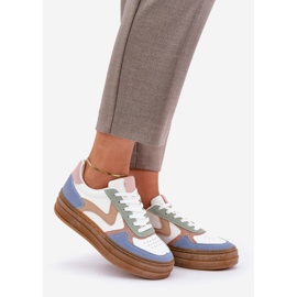 Sneakes femminile con glitter sulla piattaforma blu 1