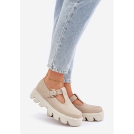 Scarpe in pelle con beige Zazoo Buckle 20183 1