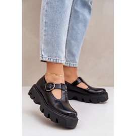 Scarpe in pelle dipinta con una fibbia zazoo 20183 nero 2