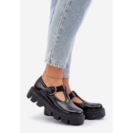 Scarpe in pelle dipinta con una fibbia zazoo 20183 nero 1