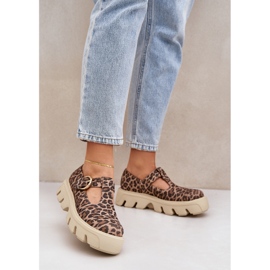 Scarpe in pelle scamosciata con una fibbia stampe per leopardo Zazoo 20183 Brown marrone 2