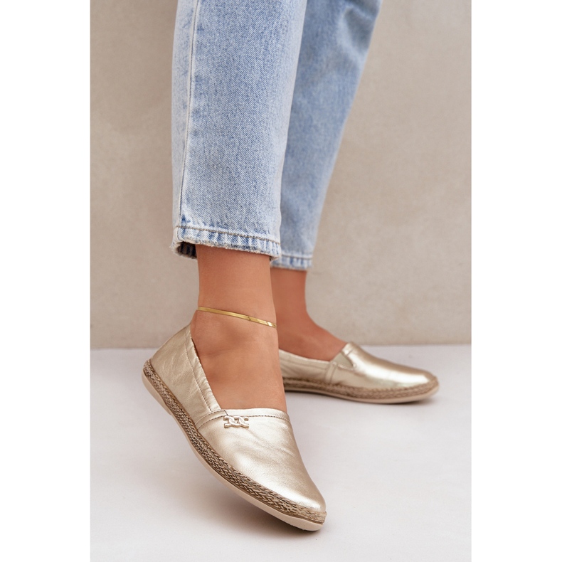 Elegante in pelle Espadrilles Women's Zazoo 10177 Gold d'oro 2