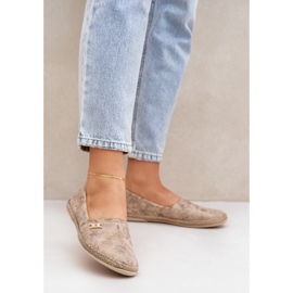 Eleganti espadrille in pelle scamosciata con fiori femminili zazoo 10177 beige 2