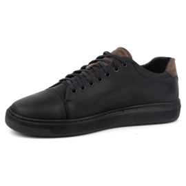 Polbut Scarpe da uomo in pelle 2109 nere con marrone nero 1