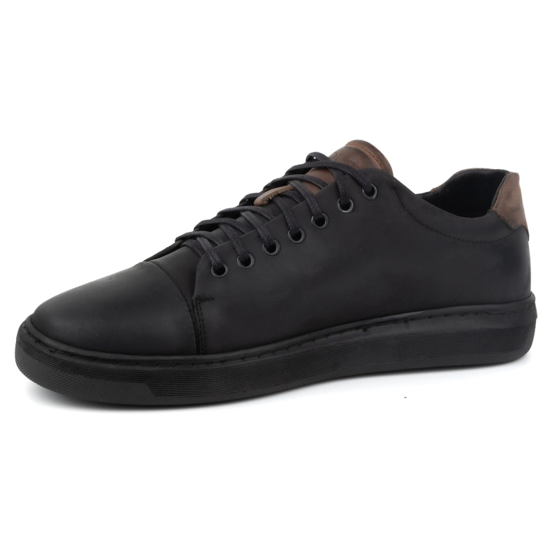 Polbut Scarpe da uomo in pelle 2109 nere con marrone nero 1