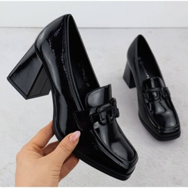 Scarpe sul post Potocki SZ12553 con una decorazione nera nero 1